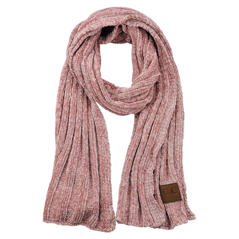 How To Layer Winter Travel pink chenille scarf
