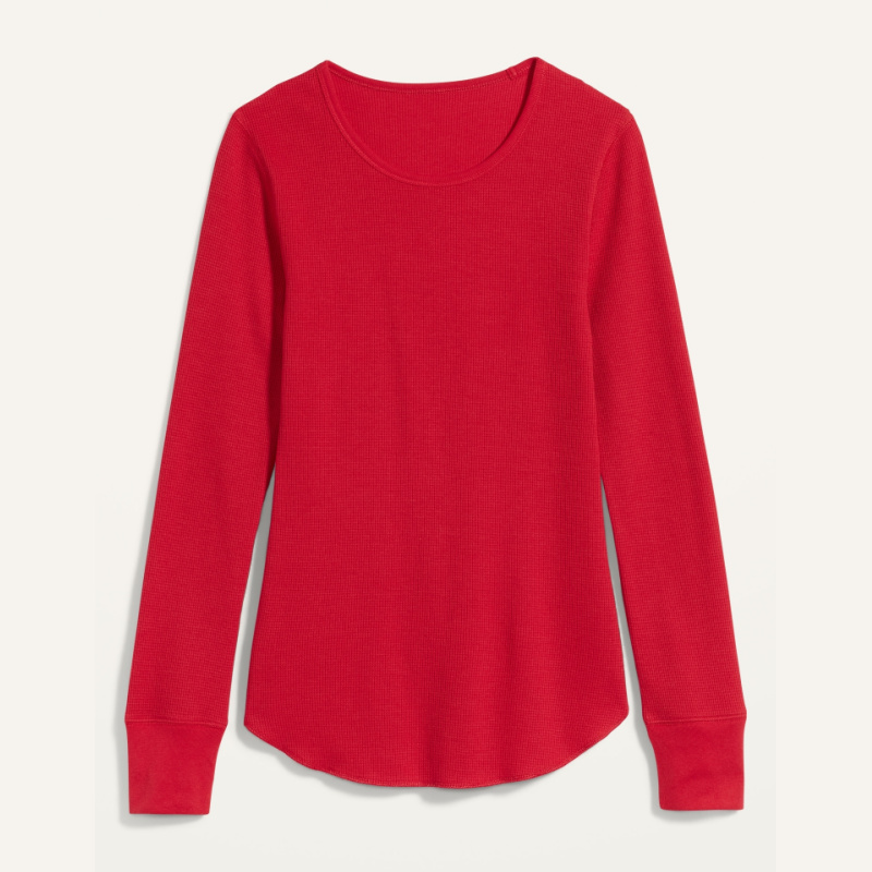 How To Layer Winter Travel red thermal top