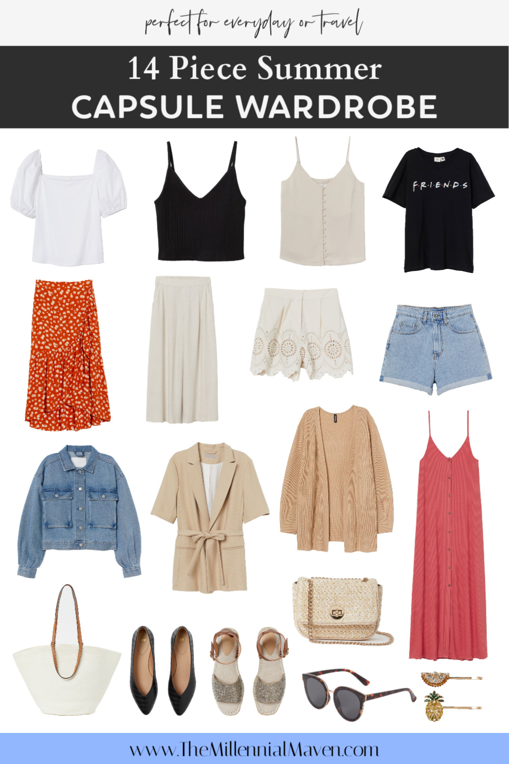 Summer Capsule Wardrobe, 12 pieces & over 60 looks!