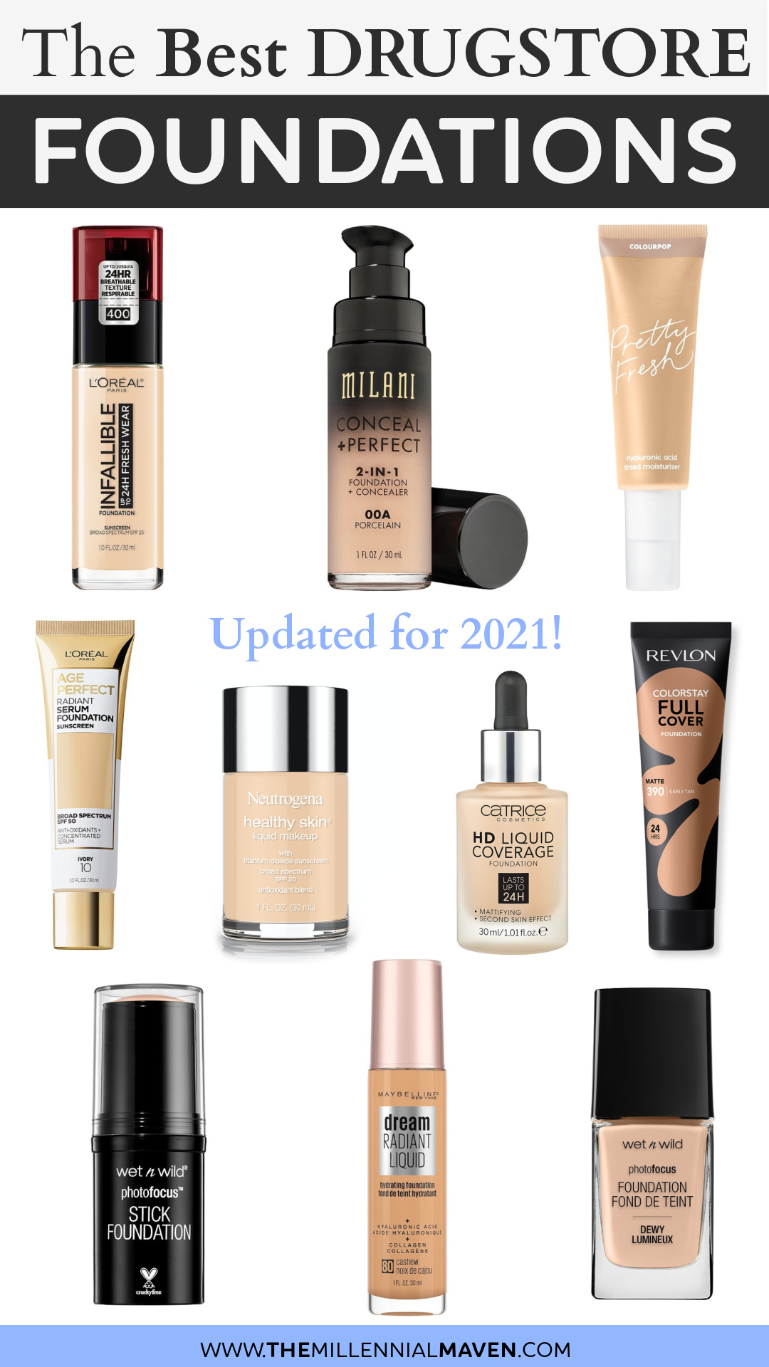 Top 10 Best Foundations at the Drugstore in 2021! | Best Drugstore Foundations