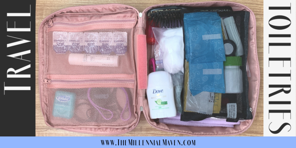 My Travel Toiletry Bag || How to pack the perfect toiletry kit for most travels! || The Millennial Maven #traveltoiletries #traveltips #howtopack #whattopack #toiletrybag