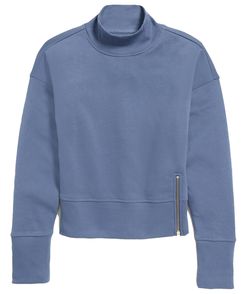 Fall Outfits October 2020 Blue Mock Neck Sweatshirt