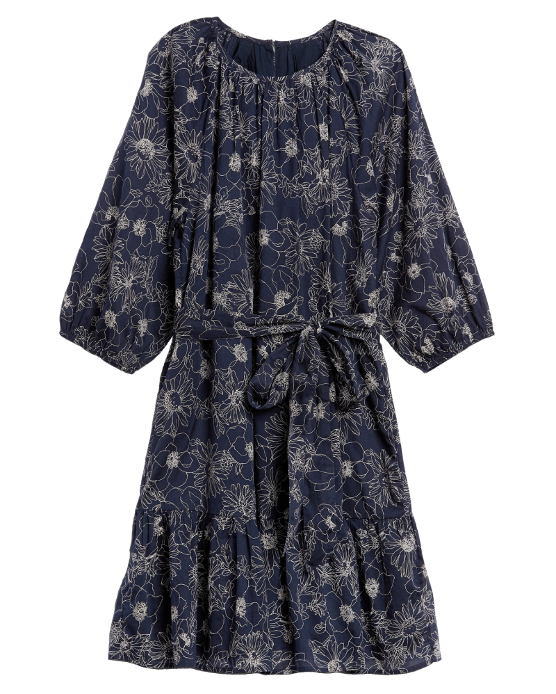 Fall Outfits October 2020 Navy Printed Floral Dress