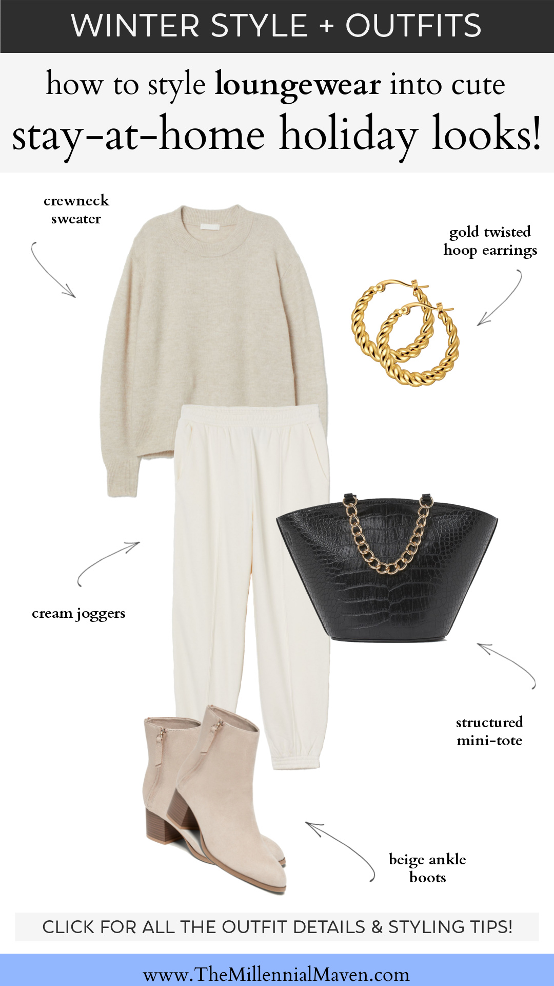 How to style loungewear for low-key holidays at home. Soft &amp; cozy items up-styled so you can be comfy *and* cute. | Winter Outfits December #PersonalStyle #TravelOutfits #Loungewear