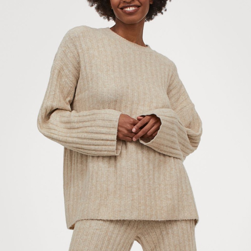 beige ribbed sweater