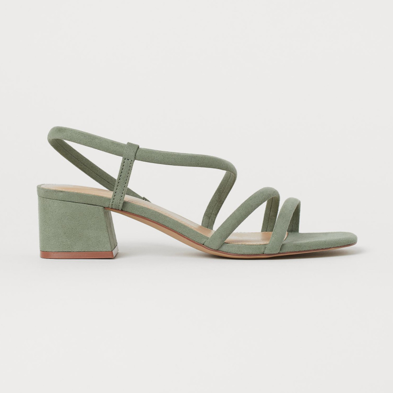 green low heeled sandals