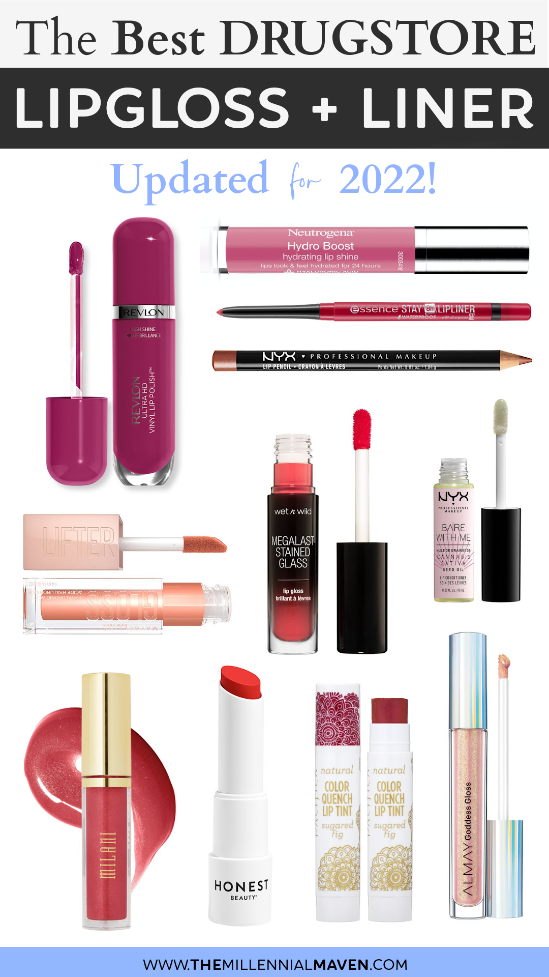 Top 10 Best Lipglosses + Lipliners at the Drugstore in 2022! | Best Drugstore Lipgloss